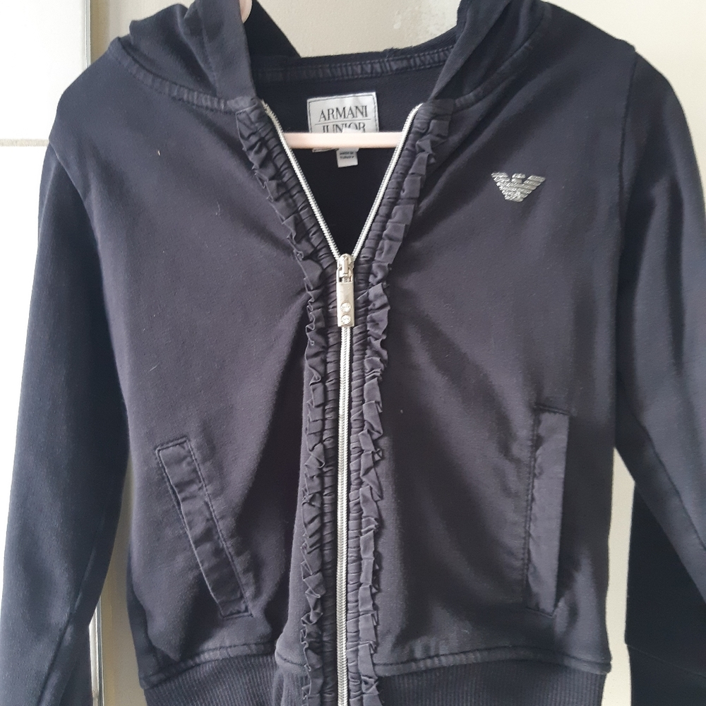 Armani junior jacket size 2A navy blue in color with silver zipper
